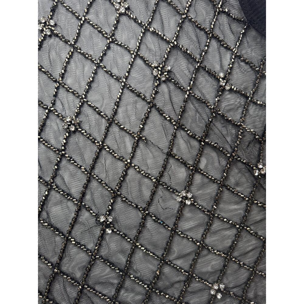 Free People Disco Nights Mesh Beaded Top Black Sheer Rhinestone Festival Unisex - Picture 13 of 16